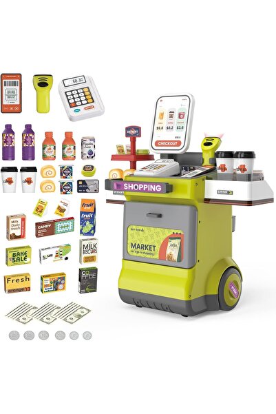 Junios Set supermarkert electronic de jucarie mobil cu roti, sunete si functi...