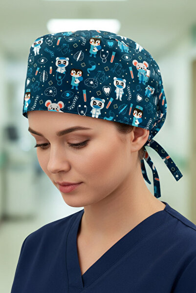 Lion Üniforma Animals Doktor Desenli Unisex Cerrahi Bone Hemşire ve Doktor Bone