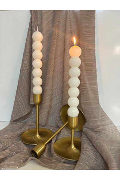 Usta Mum Beyaz 2Lİ Şamdan Top Bubble Mum