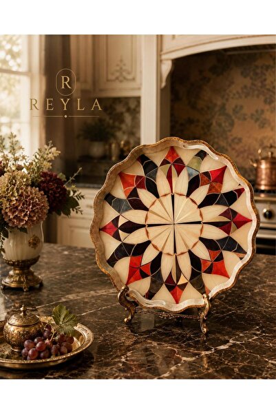 R-EYLA R’EYLA Lumina Art Tray Dekoratif Sunum Tepsisi 38 CM | El Yapımı Sanat...