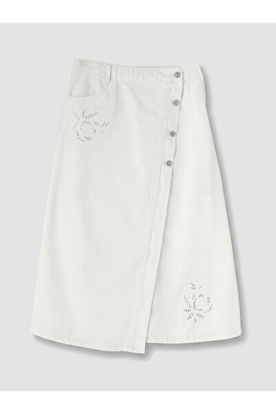 LC Waikiki White Stone Girls' Jean Skirt