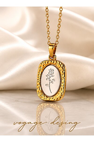 voyageaccessory Stainless Steel Gold Silver Rose Elegant Rose Motif Women's N...