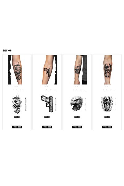 Airbrush Tattoo Yapıştırma Dövme 4 Adet Birden 1 Hafta Kalıcı Geçici Dövme Ha...