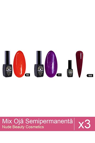 Makeup Set Mix 3 produse Nail Oja: Oja Semipermanenta , Disco Summer , 06 , 8...
