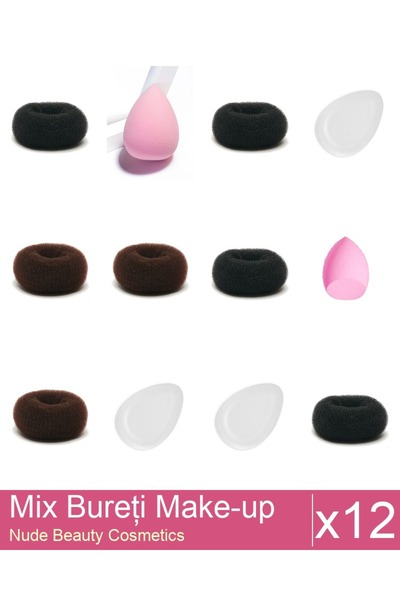 Makeup Mix Set 12 products Sponges: Brown sponge cone- 9 cm diameter, Brown s...