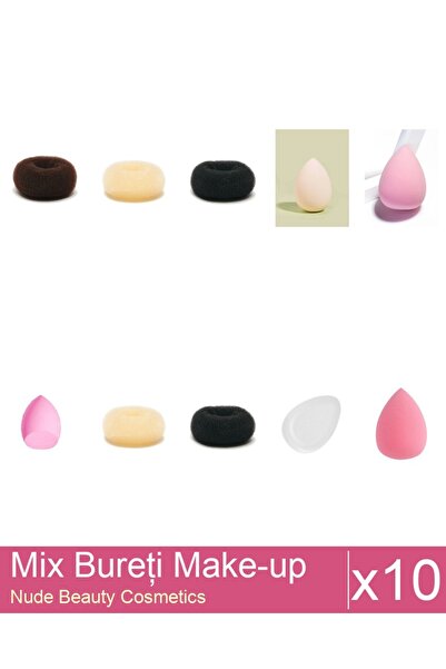 Makeup Mix Set 10 Sponge products: Blonde bun sponge - 9 cm diameter, Extra-s...