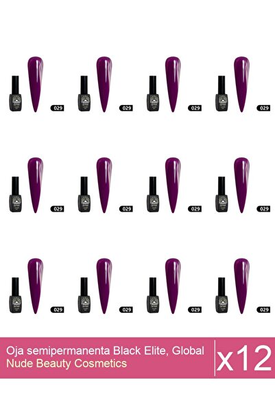 Makeup Set of 12x Black Elite semi-permanent nail polish, Global Fashion 8 ml...