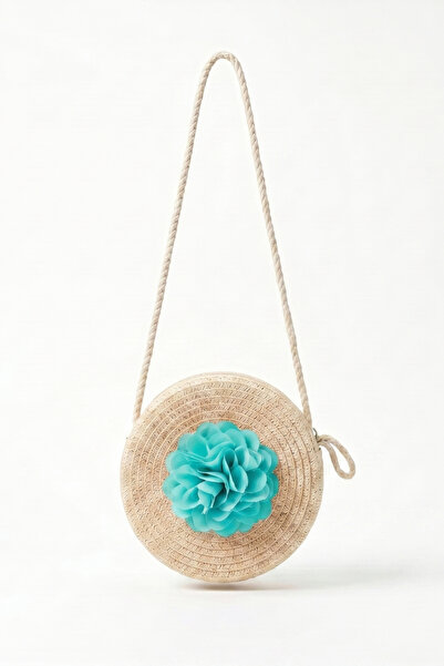 Luludy Kids Girl's Straw Bag with White Flower Detail