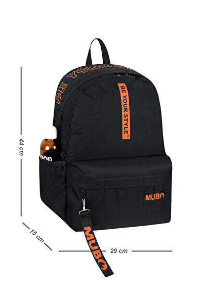 LC Waikiki Nevavm Unisex Black Orange Large Volume Backpack Suitable for Dail...