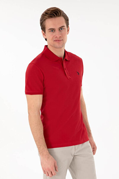 U.S. Polo Assn. Gtp04Iy026 تي شيرت بولو للرجال باللون الأحمر PU-8731