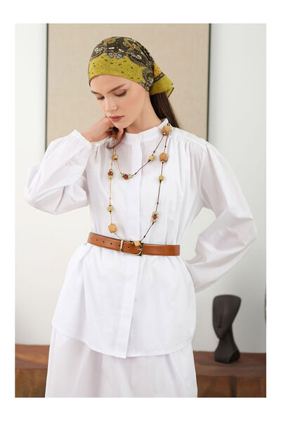 LC Waikiki Nevavm Farkıyla Gathered Shoulder Poplin Shirt White