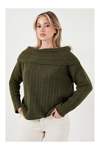 LC Waikiki Nevavm Oversize Fit Madonna Collar Knitwear Women's Sweater with D...