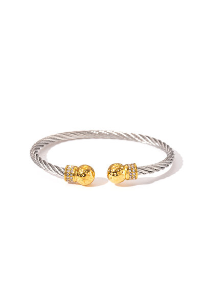 Choice13 5 1pcs Stainless Steel Gold-plated Bangle Trendy Retro Hip-hop Style...