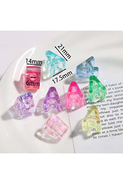 Choice25 5PCS A 5Pcs Mixed Color Clear Acrylic Letter Beads Loose Beads For J...