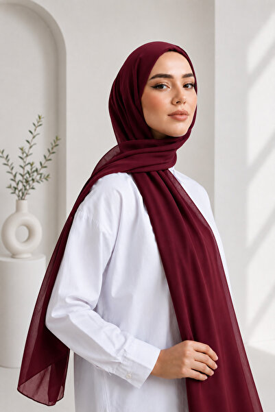 bonni Kendinden Boneli Pratik Şifon Şal 70x185 cm – Kaymaz Hazır Şal Hafif ve...