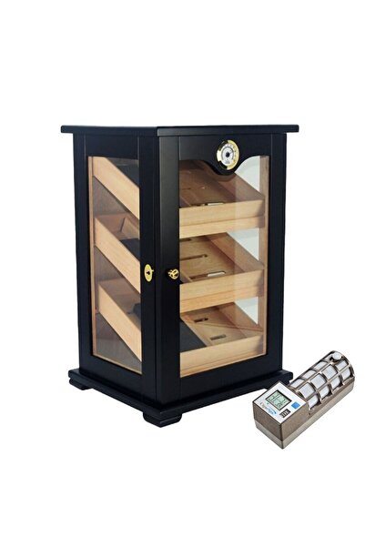 CIGARLOONG Cigarspa Elektronik Nemlendiricili 3 Raflı Puro Kutusu Humidor Kab...