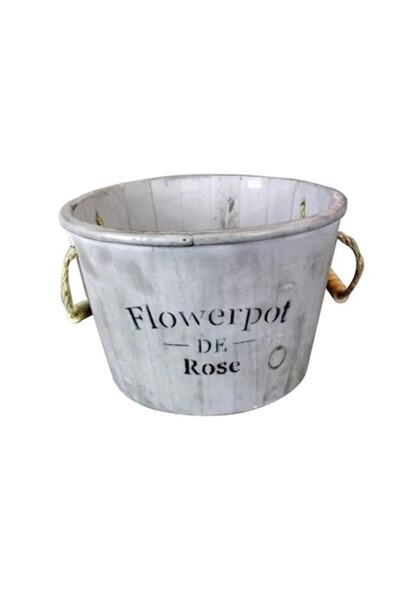 Goliat Wooden pot with rope handles, Goliat, 23x15 cm, grey