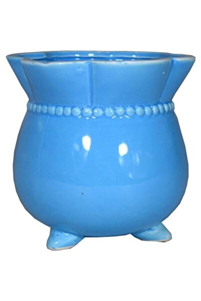 Goliat Suport ceramic pentru flori Goliat, 11x11 cm, culoare turcoaz, decoraț...
