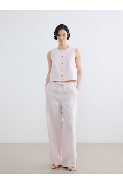 LC Waikiki Nevavm Textured Women's Trousers with Elastic Waist