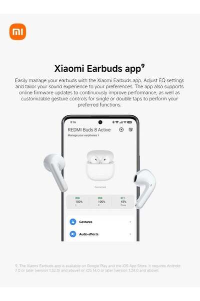 Xiaomi Redmi 8 Active White Wireless Earbuds, 37-hour Battery Life, 2 Hours of Battery Life on a 10-minute Charge, 2 Mics for AI Clear Calls, Ip54, Dual-device Connectivity, Noise Reduction