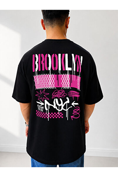 525 Tricou unisex oversize cu imprimeu pe spate, stil streetwear