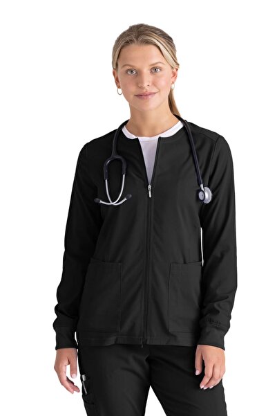 Barco Grey's Anatomy by Women's Medical Zip Jacket, Black (GRSW873)