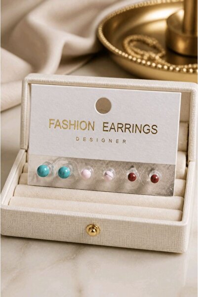 Monalisa Home Figured Colorful Three Pair Multiple Earrings