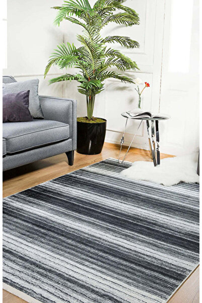 halinet Halı.Net Anthracite Modern Washable Non-Slip Living Room Carpet Haln-...