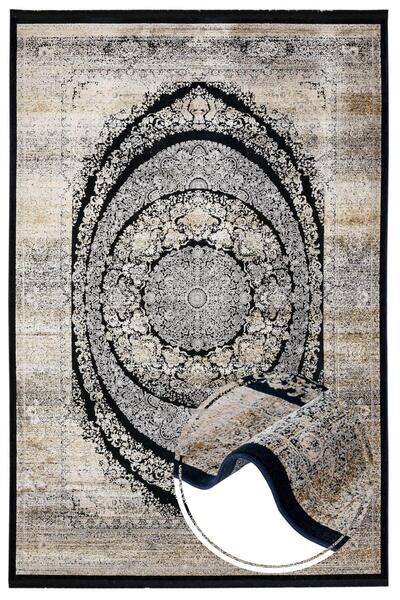 halinet Halı.Net Gray Vintage Antique Washable Non-Slip Living Room Carpet Ar...