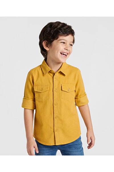 Pine kids Cotton Woven Full Sleeves Solid Shirt - Yellow