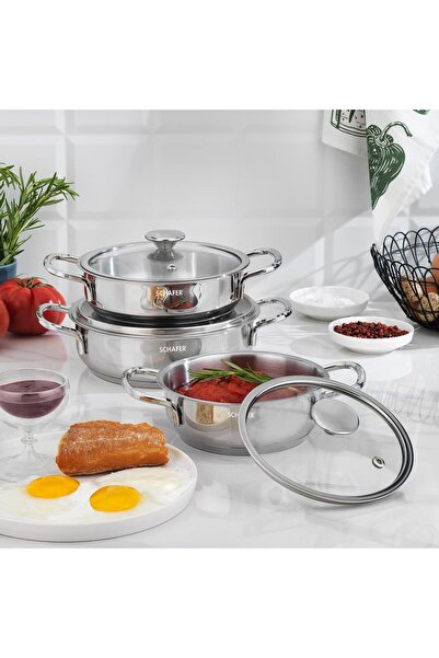 Schafer Still Storm Çelik Sahan Seti 6 Parça-Inox TKEBT İNOX