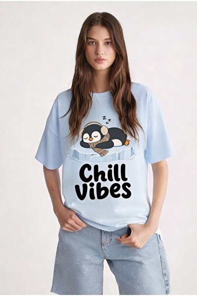 ALEYZA MODA Trendy "Chill Vibes" Print T-Shirt for Women – Comfortable Cotton...