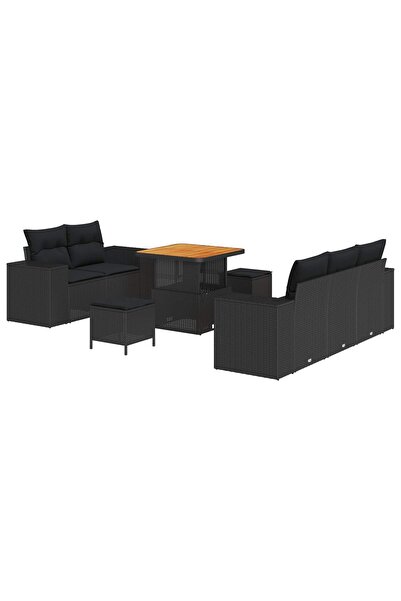 vidaxl Set de canapele pentru gradina 8 pcs Negru poliratan