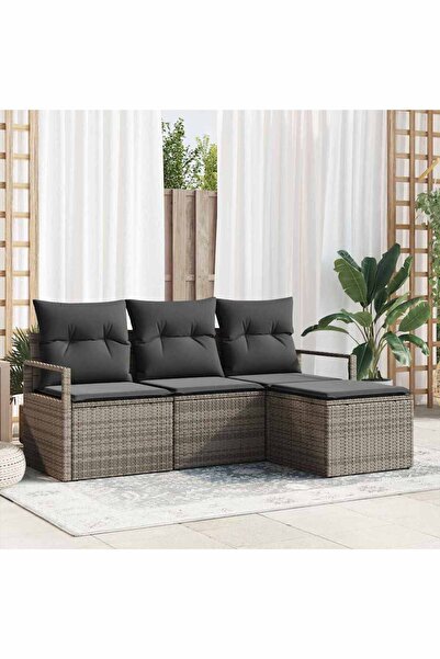 vidaxl Set de canapea 4 pcs Gri poliratan