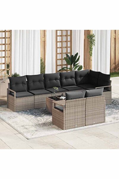 vidaxl Set de canapea 9 pcs Gri poliratan