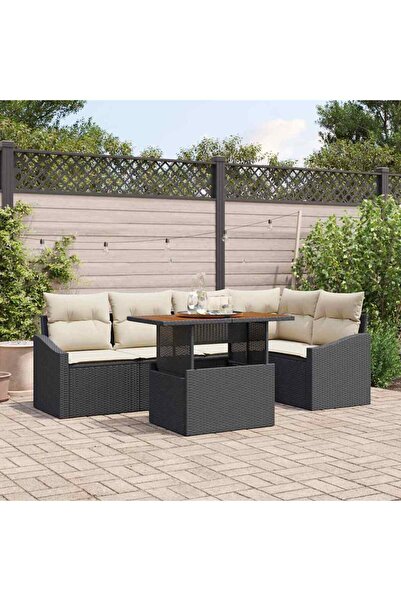 vidaxl Set de canapele pentru gradina 6 pcs Negru Rattan poli