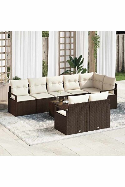 vidaxl Set de canapea 9 pcs Maro poliratan