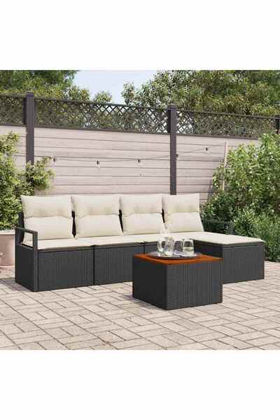 vidaxl Set de canapele pentru gradina 6 pcs Negru È™i Crem poliratan