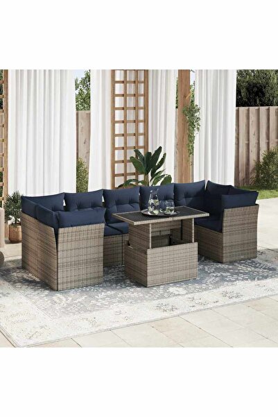 vidaxl Set canapele gradina cu perne 8 piese gri poliratan/lemn acacia