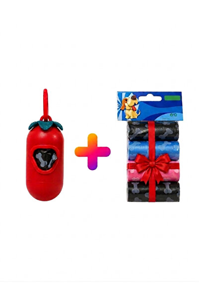 Köpek Kaka Poşeti Dispenseri & Dışkı Torbası Taşıma Aparatı 4 + 1 Rulo Hediye