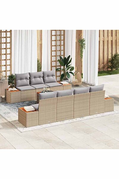vidaxl Set de canapele pentru gradina 8 pcs Bej Rattan poli