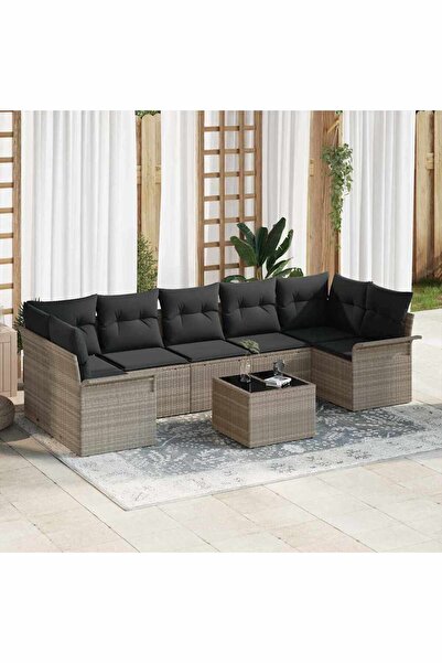 vidaxl Set de canapele pentru gradina 8 pcs Gri deschis poliratan