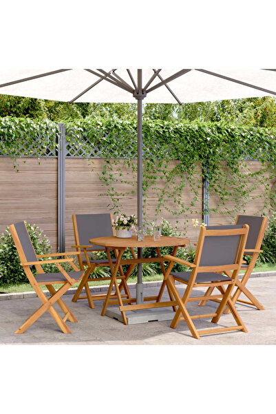 vidaxl Set mobilier de gradina 5 piese textil antracit/lemn masiv