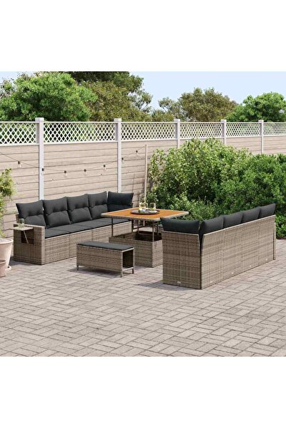 vidaxl Set de canapele pentru gradina 11 pcs Gri Rattan poli