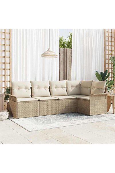 vidaxl Set de canapele pentru gradina 5 pcs Bej poliratan