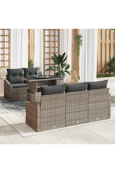 vidaxl Set de canapele pentru gradina 6 pcs Gri Rattan poli