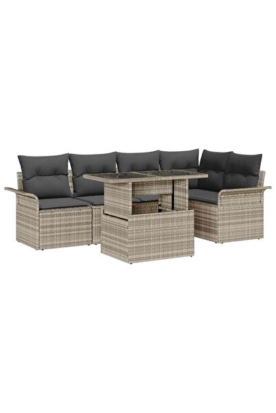 vidaxl Set de canapele pentru gradina 6 pcs Gri deschis Rattan poli