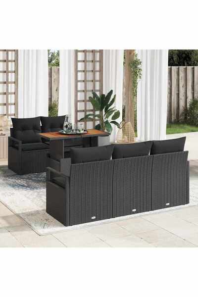 vidaxl Set de canapele pentru gradina 6 pcs Negru Rattan poli