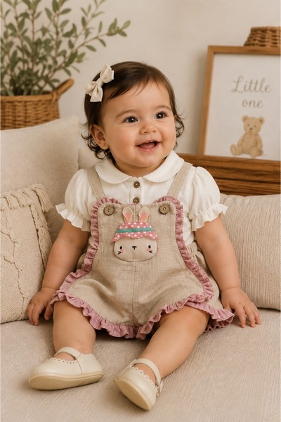 gültekin bebe Bebinni Müslin Kumaş Slopet Kız Takım 9-24 Aylık -9013232 - GÜL...