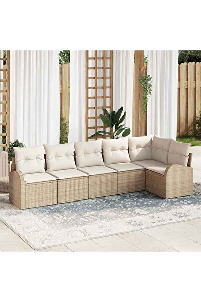 vidaxl Set de canapele pentru gradina 6 pcs Bej È™i Alb poliratan